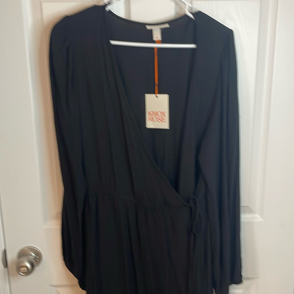 Black midi wrap dress, size L
